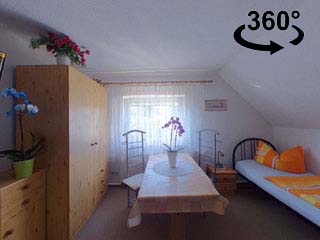 3D Ansicht Zimmer Raum Saal eines Hotel Pension Ferienwohnung Jena Thüringen als 360 Grad Panorama