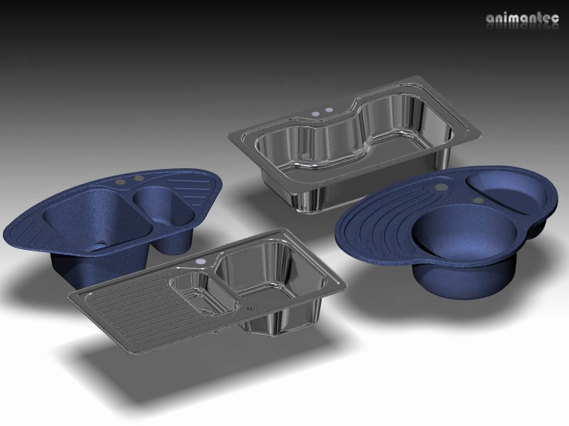 3D Modelle Einbauspülen zur Küchenplanung