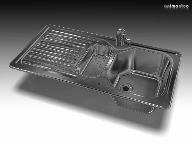 3D Modelle Einbauspüle mit Mischbatterie zur Küchenplanung