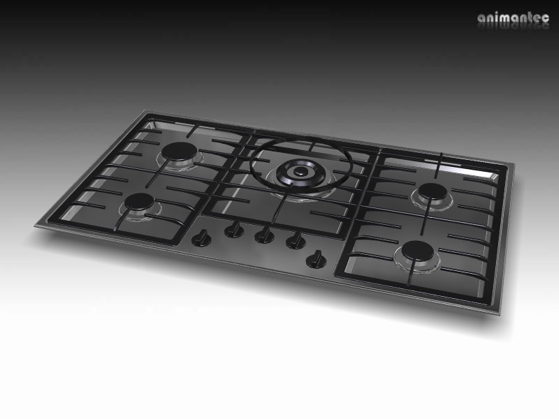 3D Modelle Aufbau Gas Kochfeld zur Küchenplanung