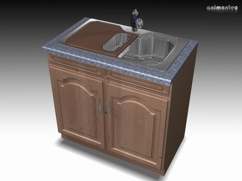 3D Modell Unterschrank mit Einbauspüle zur Küchenplanung